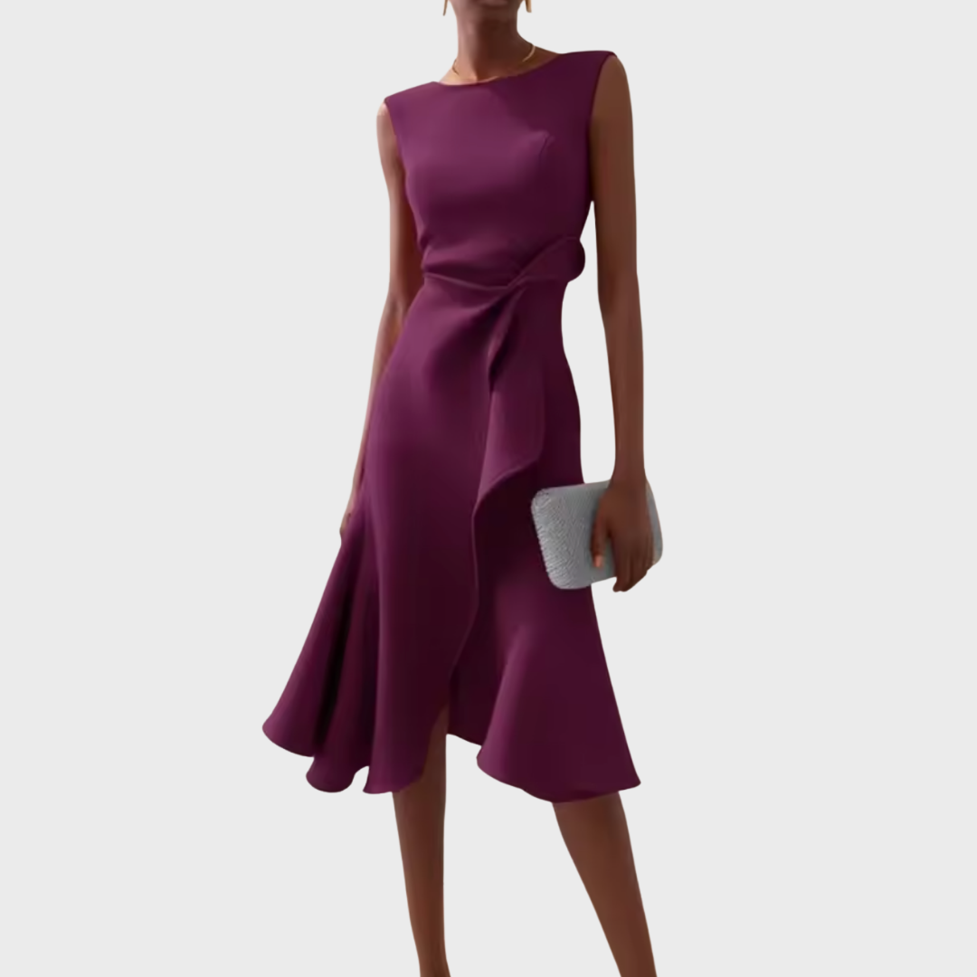 Andrea | Damen Drapiertes Asymmetrisches Midikleid - Elle Zürich