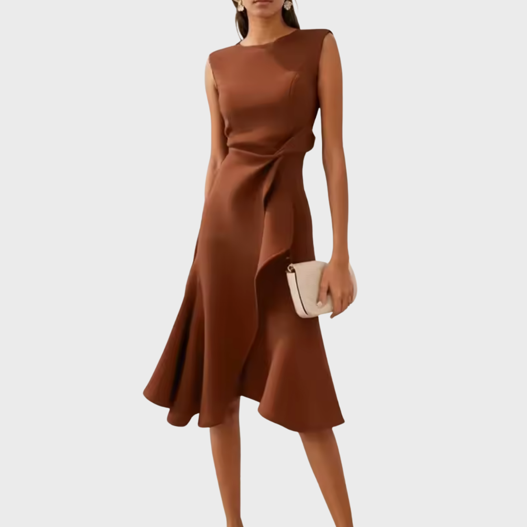 Andrea | Damen Drapiertes Asymmetrisches Midikleid - Elle Zürich