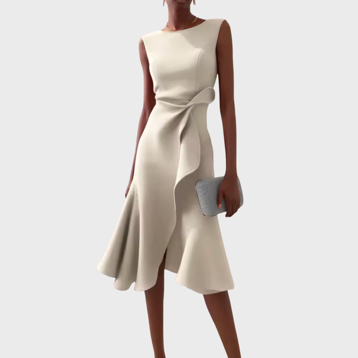 Andrea | Damen Drapiertes Asymmetrisches Midikleid - Elle Zürich