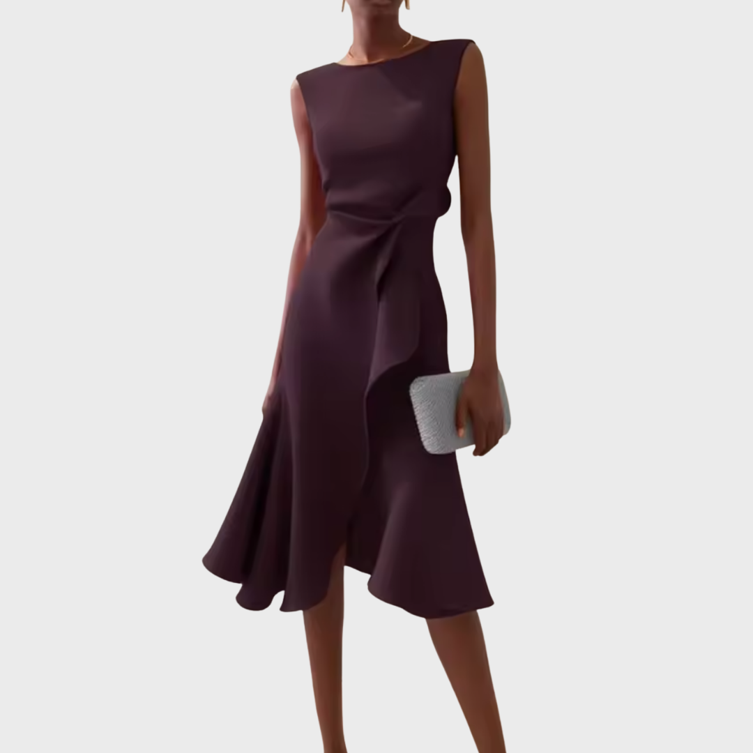 Andrea | Damen Drapiertes Asymmetrisches Midikleid - Elle Zürich