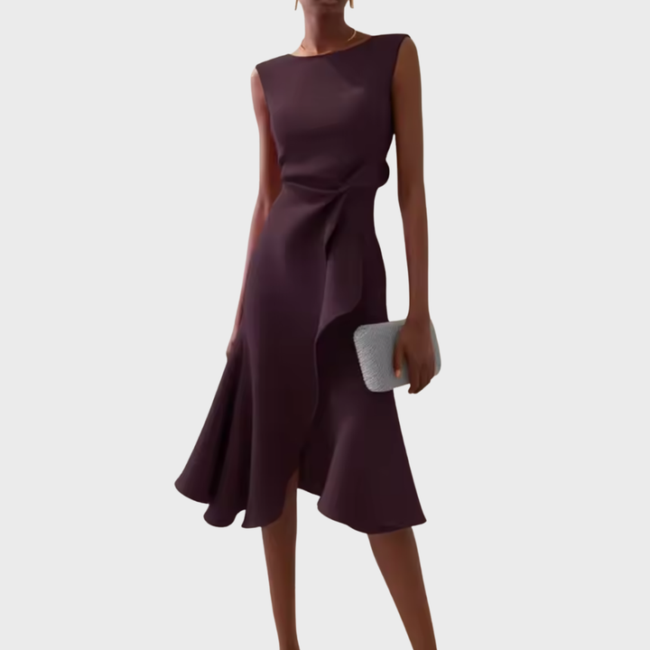 Andrea | Damen Drapiertes Asymmetrisches Midikleid - Elle Zürich