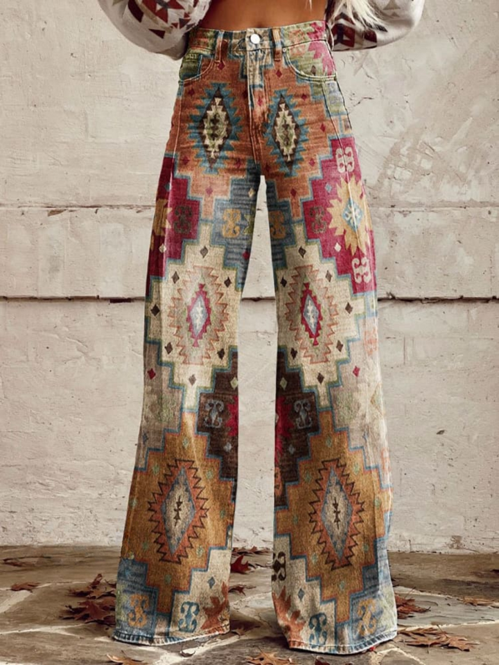 Elsa | Weite Jeans mit Retro-Tapisseriemuster - Elle Zürich