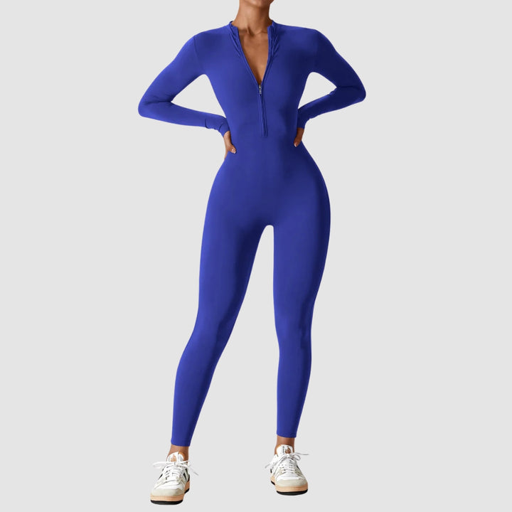 Helga | Damen Frühlings Stretch Zip-Up Jumpsuit - Elle Zürich