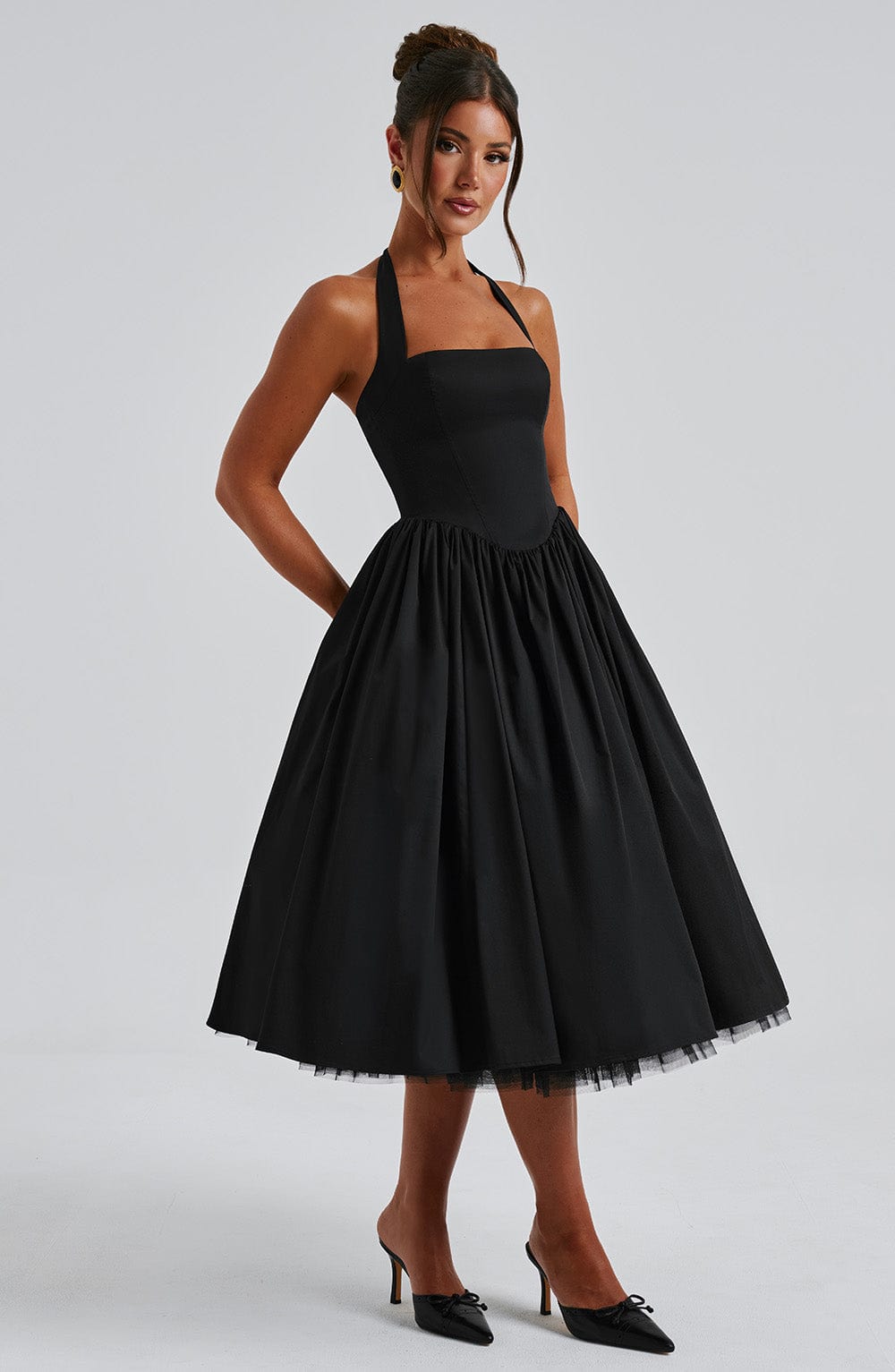 Ariana | Women Wedding Guest Halter Midi Dress - Elle Zürich
