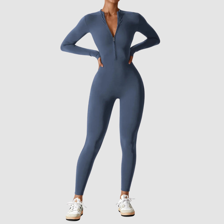 Helga | Damen Frühlings Stretch Zip-Up Jumpsuit - Elle Zürich