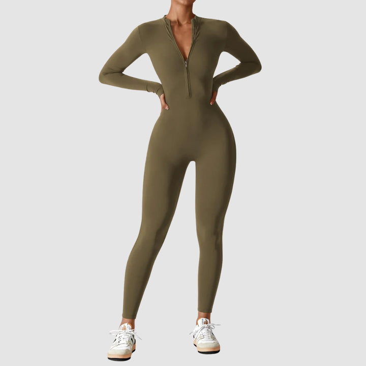 Helga | Damen Frühlings Stretch Zip-Up Jumpsuit - Elle Zürich
