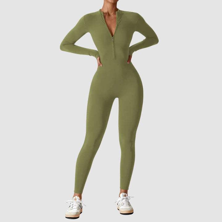 Helga | Damen Frühlings Stretch Zip-Up Jumpsuit - Elle Zürich