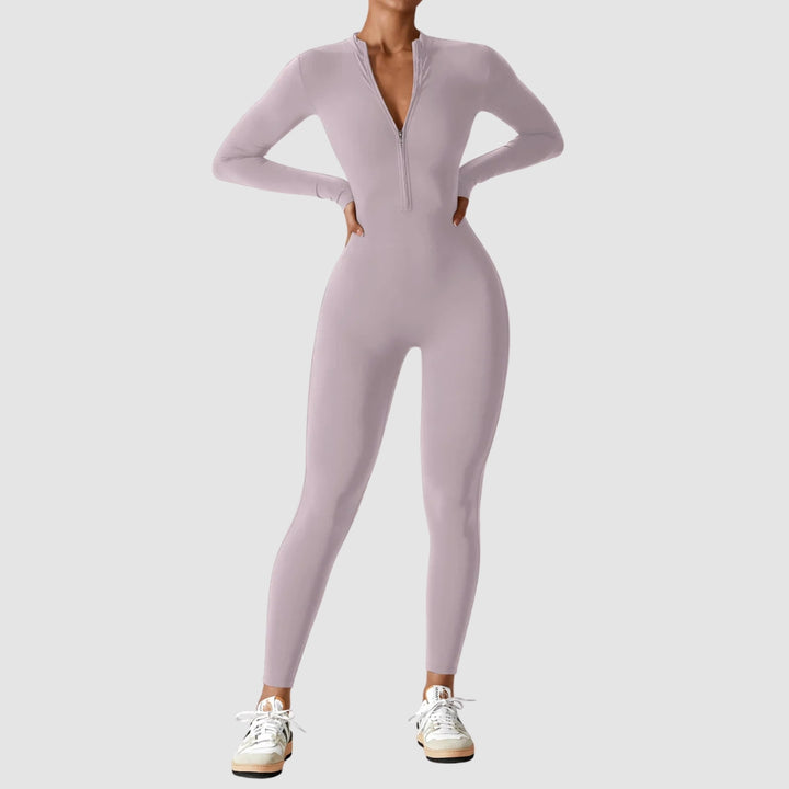 Helga | Damen Frühlings Stretch Zip-Up Jumpsuit - Elle Zürich