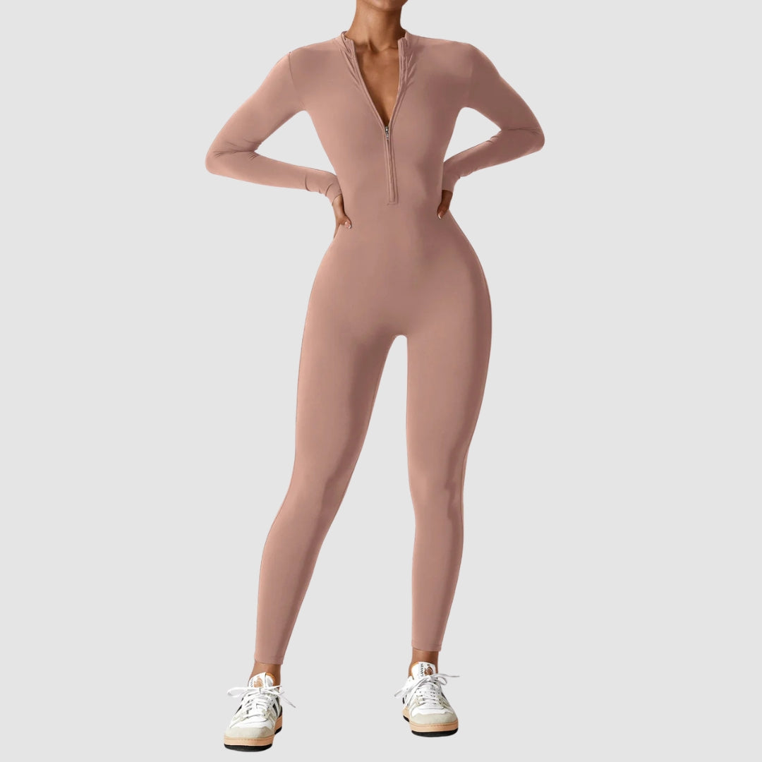 Helga | Damen Frühlings Stretch Zip-Up Jumpsuit - Elle Zürich
