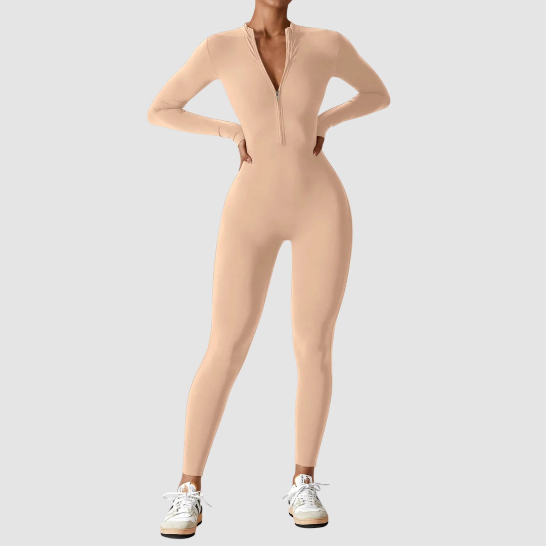 Helga | Damen Frühlings Stretch Zip-Up Jumpsuit - Elle Zürich