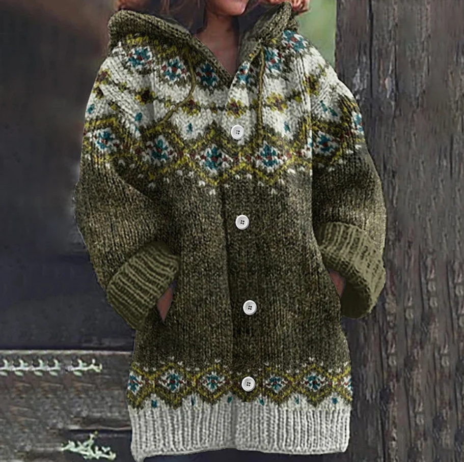 Martina | Fair Isle Kapuzenstrickjacke für Damen - Elle Zürich