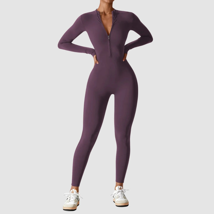 Helga | Damen Frühlings Stretch Zip-Up Jumpsuit - Elle Zürich