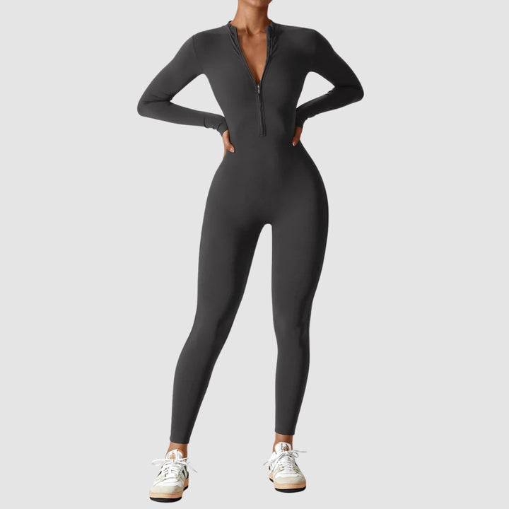 Helga | Damen Frühlings Stretch Zip-Up Jumpsuit - Elle Zürich