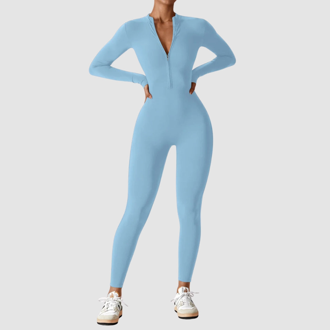 Helga | Damen Frühlings Stretch Zip-Up Jumpsuit - Elle Zürich