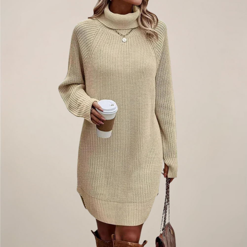 Veronika | Damen Rollkragen-Pulloverkleid mit langen Ärmeln - Elle Zürich