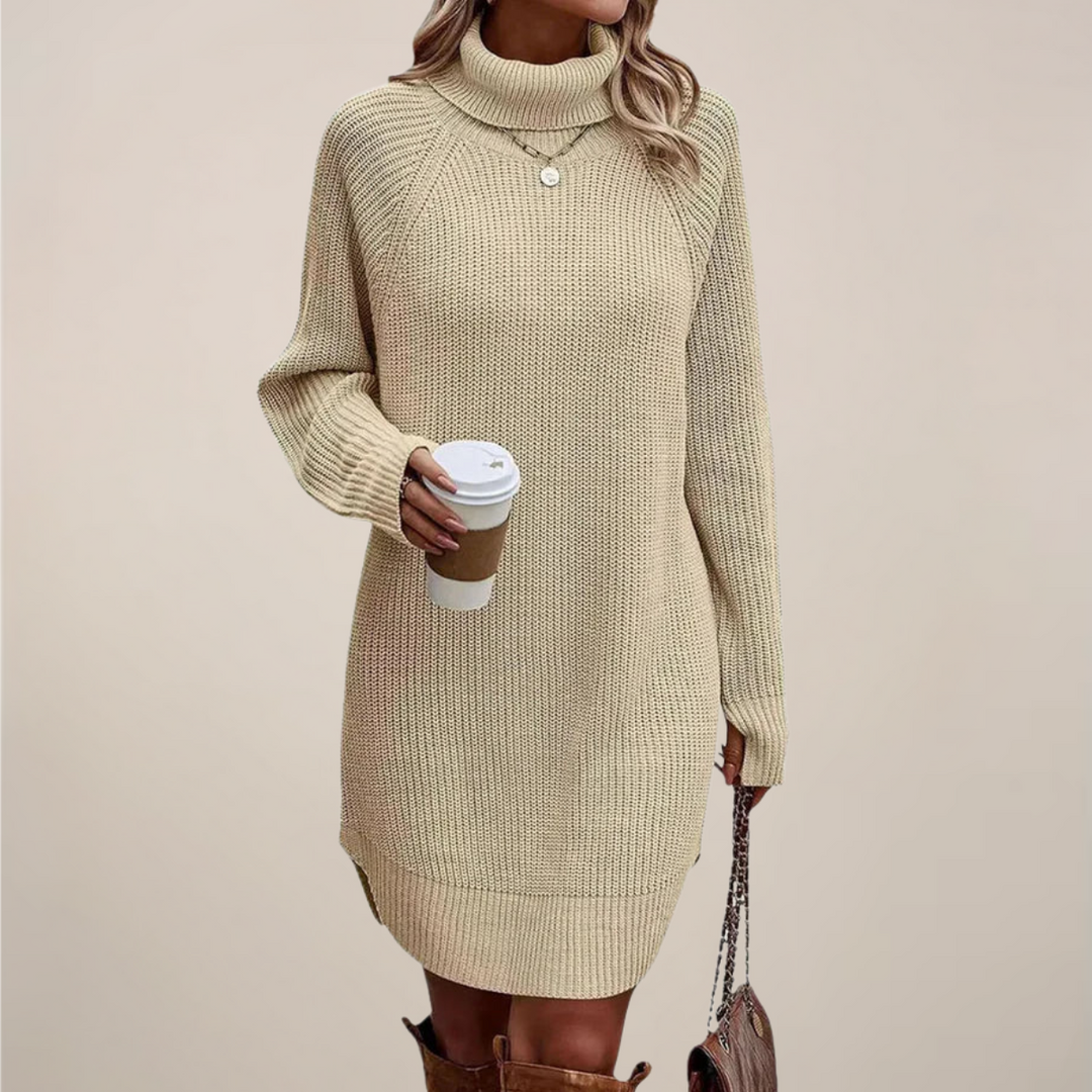 Veronika | Damen Rollkragen-Pulloverkleid mit langen Ärmeln - Elle Zürich