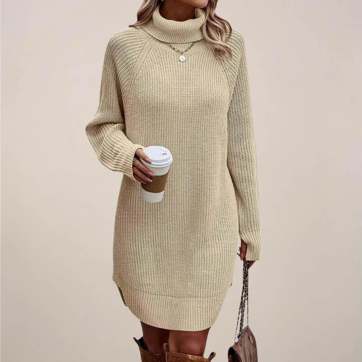 Veronika | Damen Rollkragen-Pulloverkleid mit langen Ärmeln - Elle Zürich