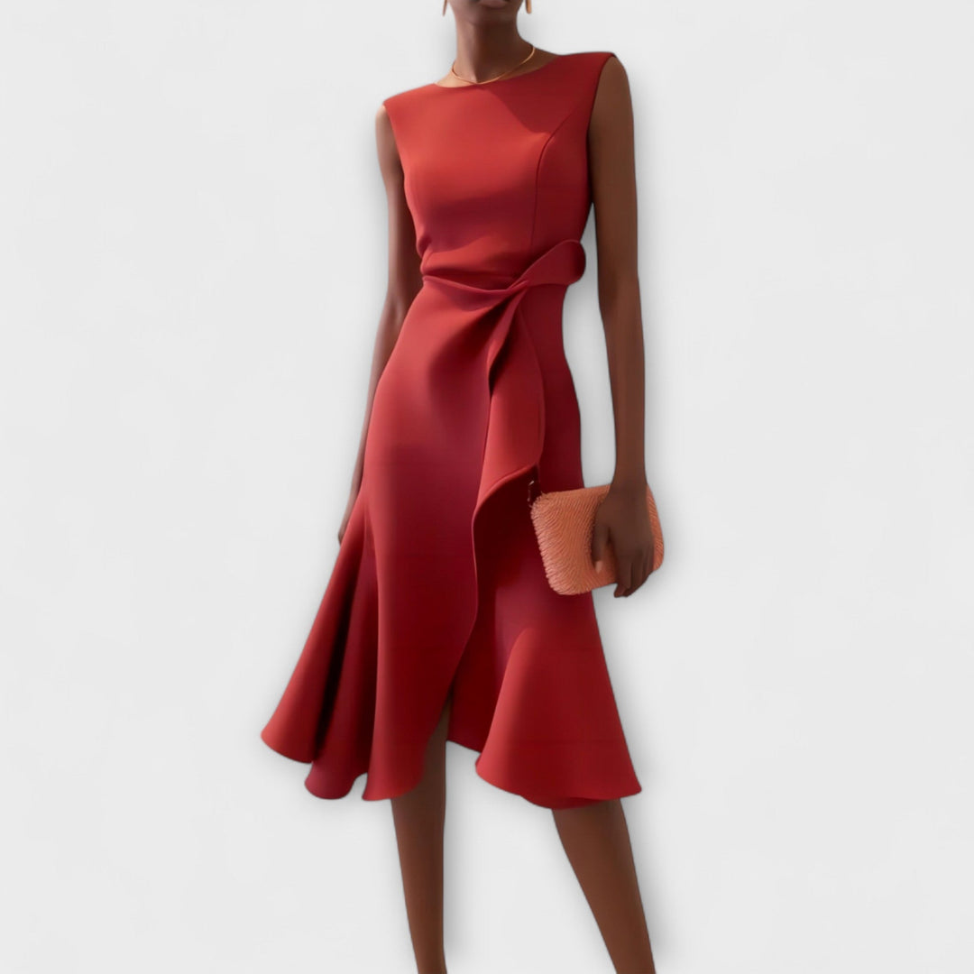 Andrea | Damen Drapiertes Asymmetrisches Midikleid - Elle Zürich