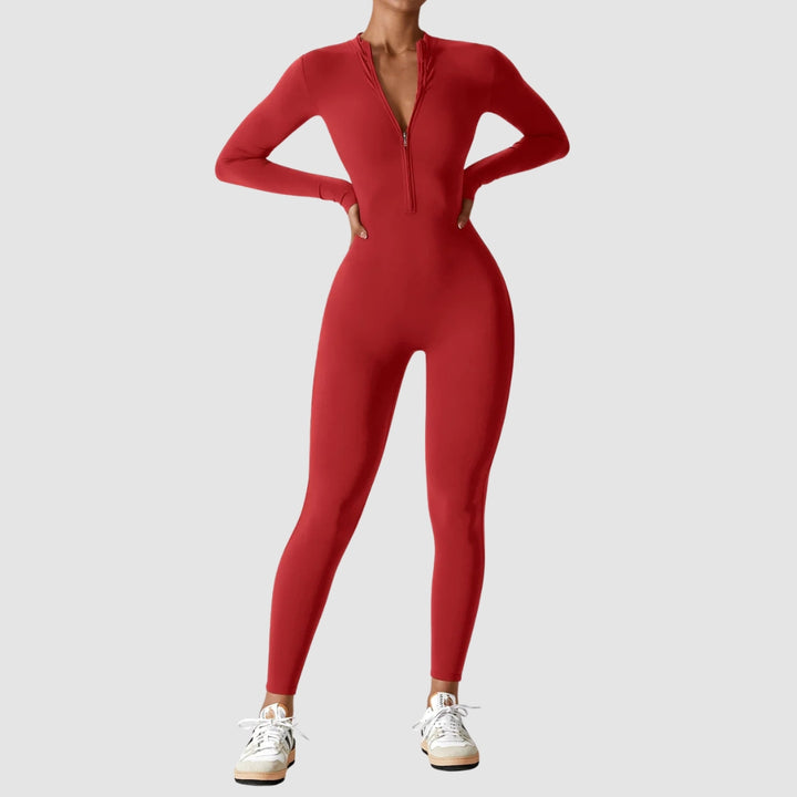 Helga | Damen Frühlings Stretch Zip-Up Jumpsuit - Elle Zürich