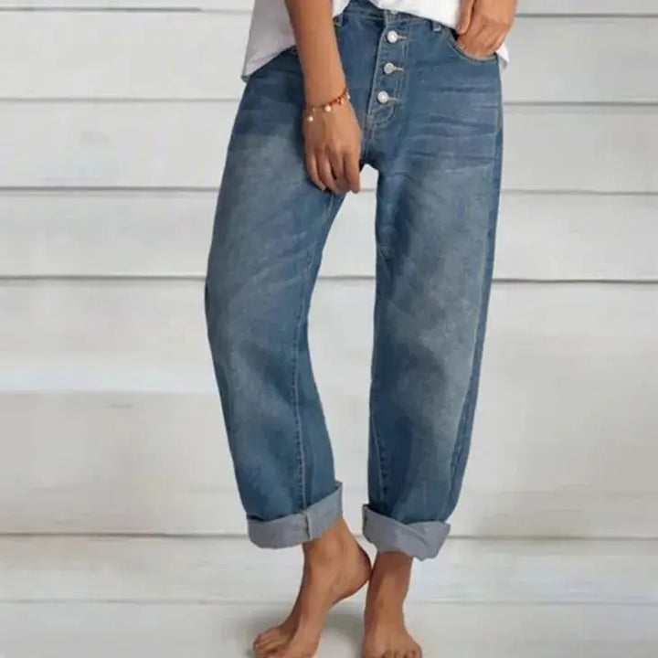Natascha | Damen Weit Geschnittene Jeans mit Knopfleiste - Elle Zürich