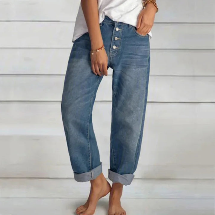 Natascha | Damen Weit Geschnittene Jeans mit Knopfleiste - Elle Zürich