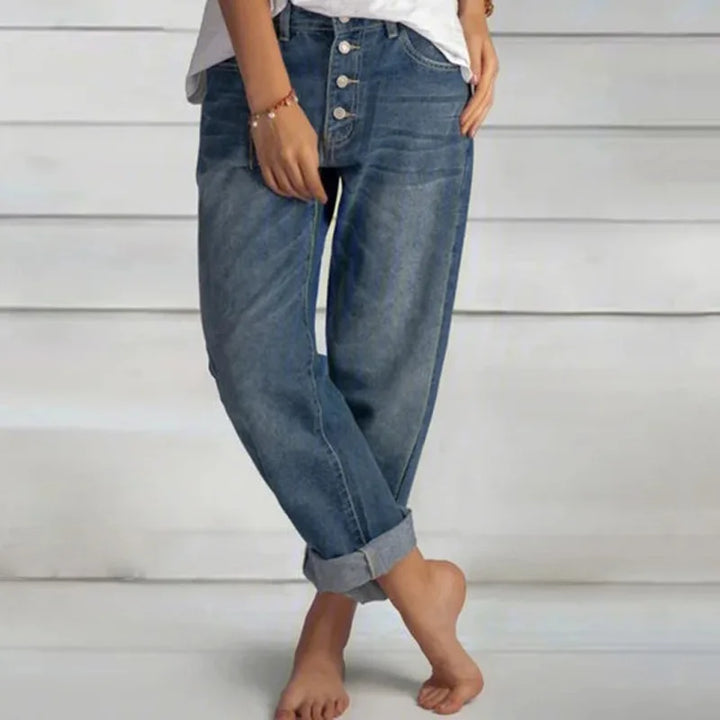 Natascha | Damen Weit Geschnittene Jeans mit Knopfleiste - Elle Zürich