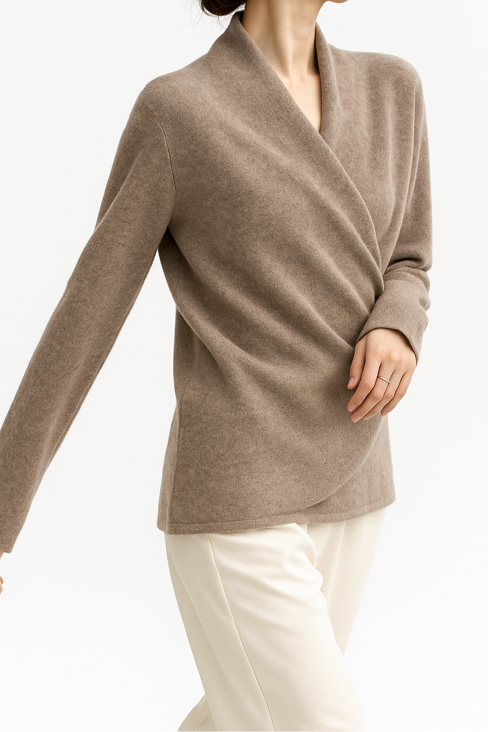Elizabeth | Women’s Winter Wrap V Neck Knit Sweater - Elle Zürich