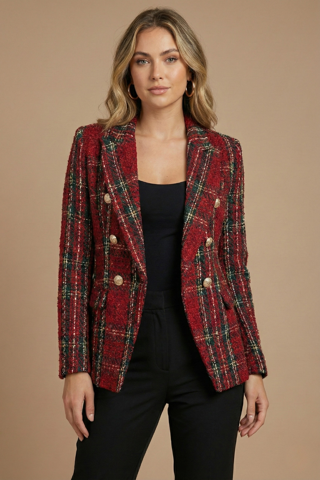 Hailey | Women’s Check Double Breasted Blazer Jacket - Elle Zürich