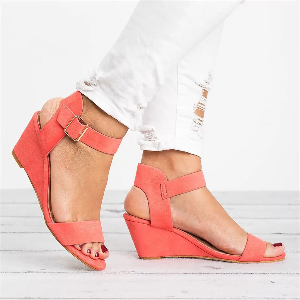 Helga | Damen Frühling Keilsandalen mit Knöchelriemen - Elle Zürich