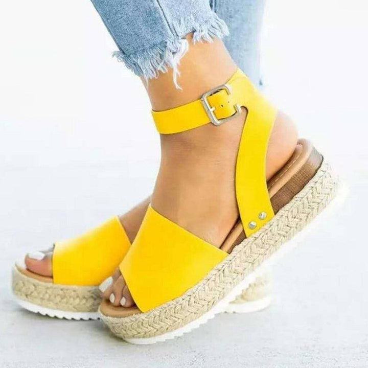 Franziska | Damen Frühling Flatform Sandalen mit Knöchelriemen und Schnalle - Elle Zürich