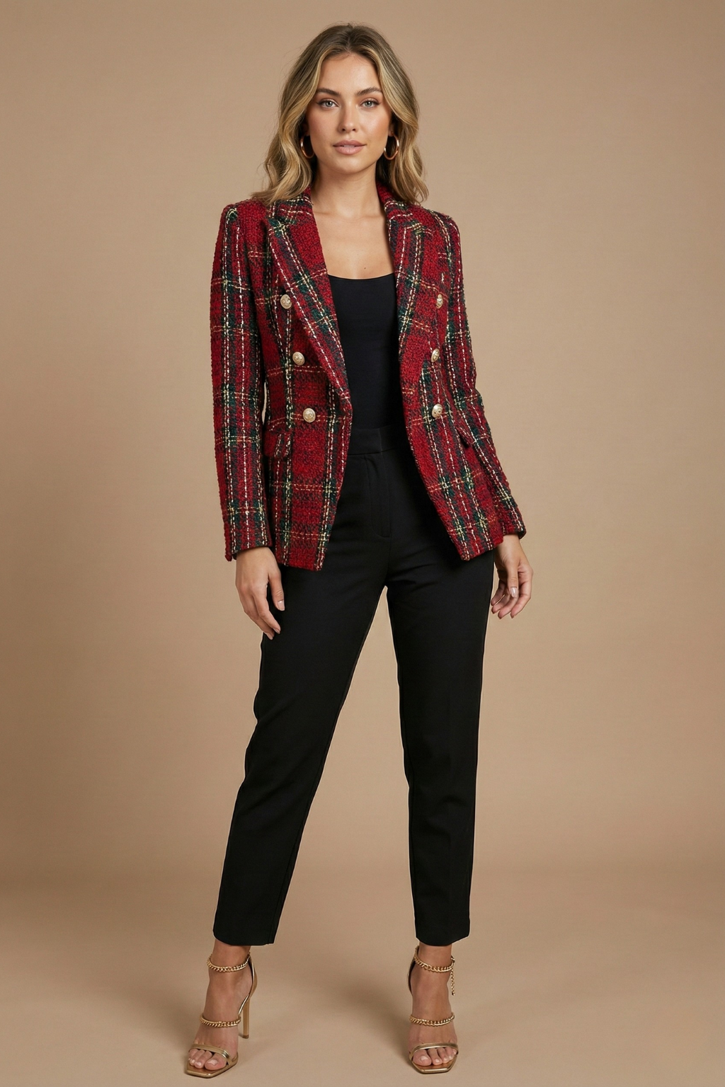 Hailey | Women’s Check Double Breasted Blazer Jacket - Elle Zürich