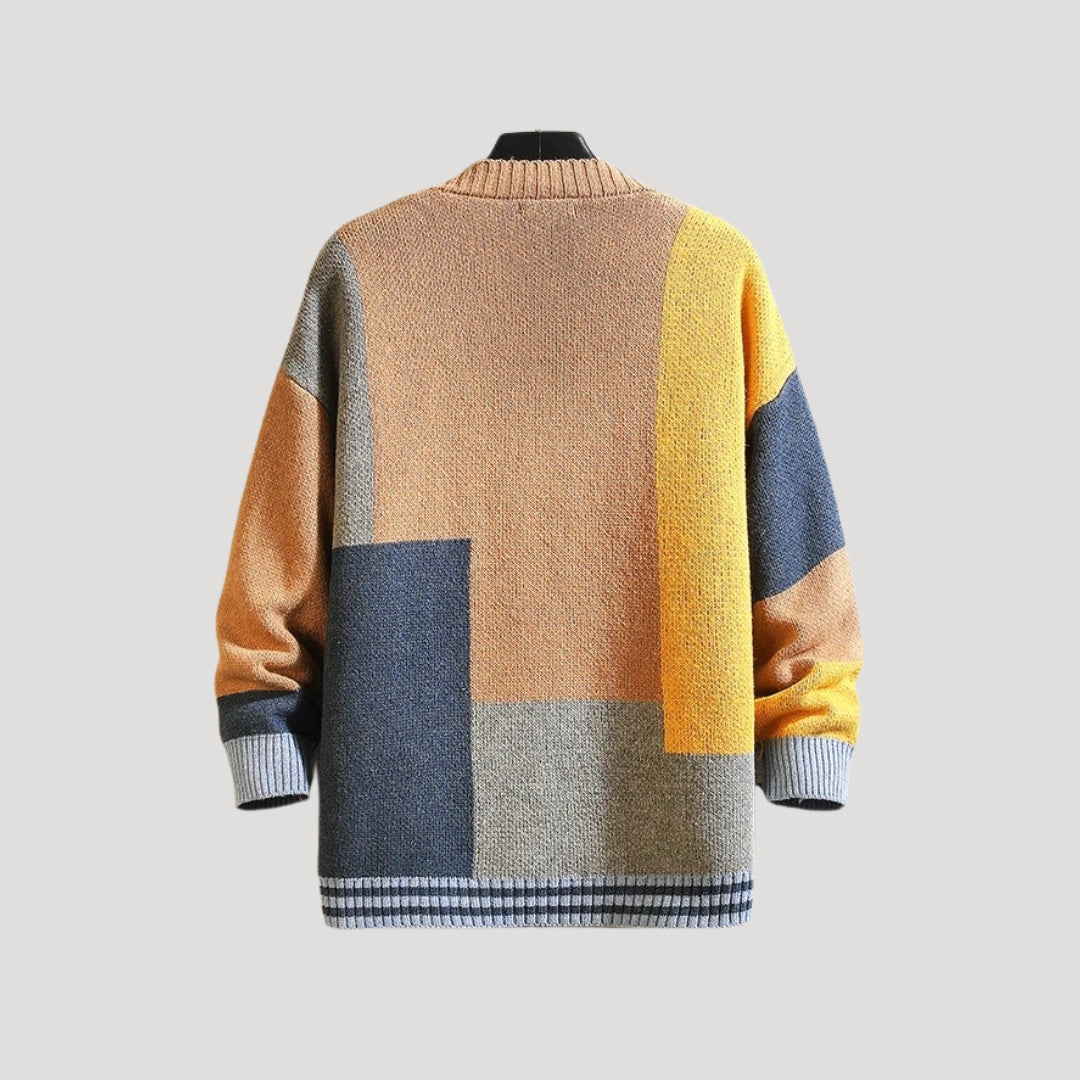 Anke | Damen Frühlings Colorblock-Strickcardigan mit Knöpfen - Elle Zürich