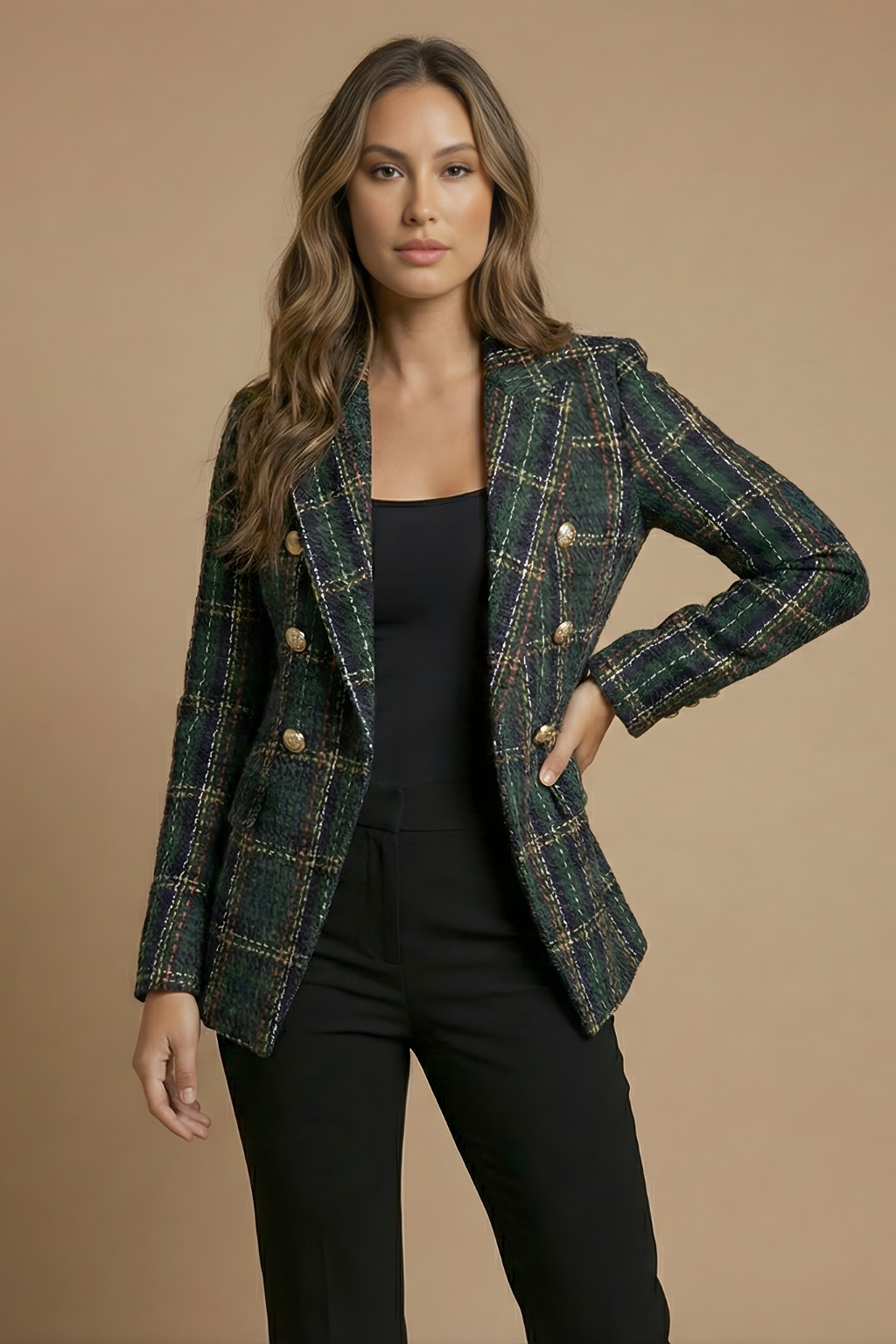 Hailey | Women’s Check Double Breasted Blazer Jacket - Elle Zürich