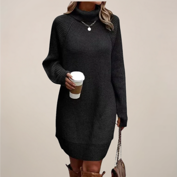 Veronika | Damen Rollkragen-Pulloverkleid mit langen Ärmeln - Elle Zürich