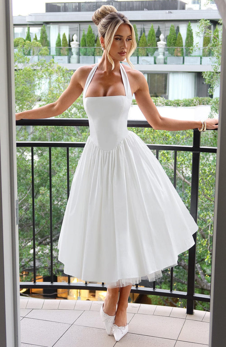 Ariana | Women Wedding Guest Halter Midi Dress - Elle Zürich