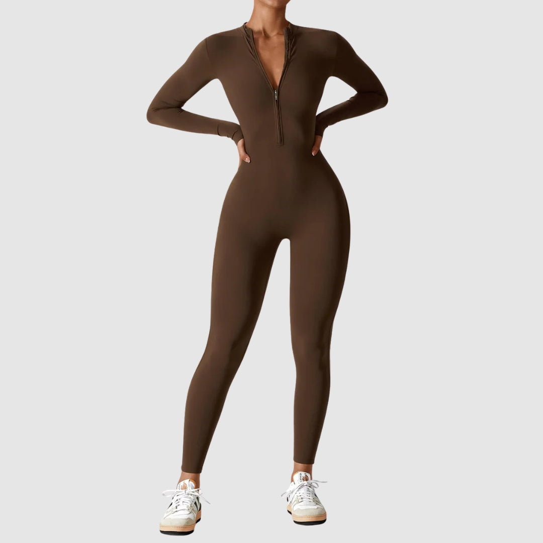 Helga | Damen Frühlings Stretch Zip-Up Jumpsuit - Elle Zürich