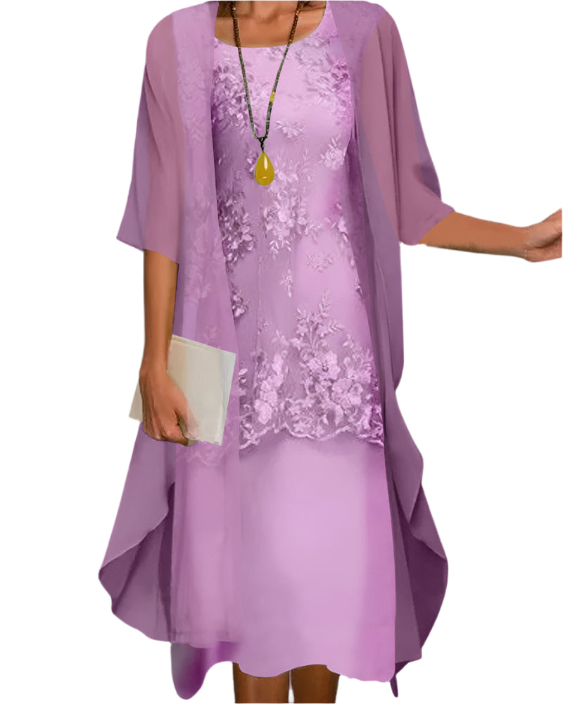 Ivy | Women Flowing Sheer Sleeve Midi Dress - Elle Zürich