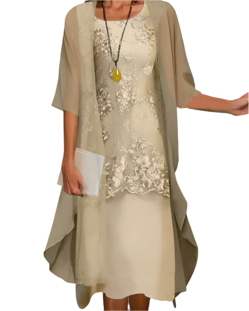Ivy | Women Flowing Sheer Sleeve Midi Dress - Elle Zürich
