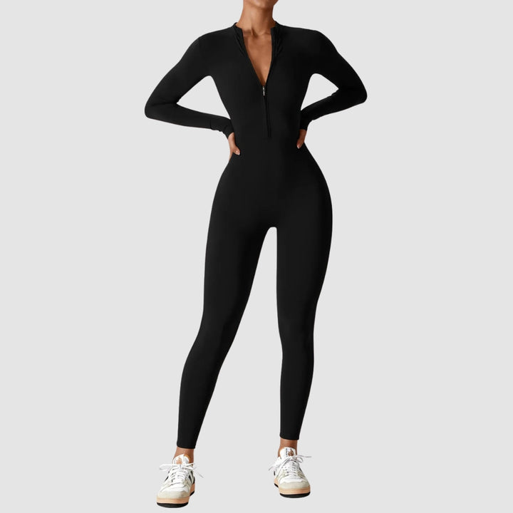 Helga | Damen Frühlings Stretch Zip-Up Jumpsuit - Elle Zürich