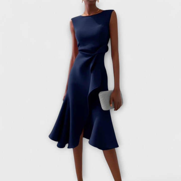 Andrea | Damen Drapiertes Asymmetrisches Midikleid - Elle Zürich