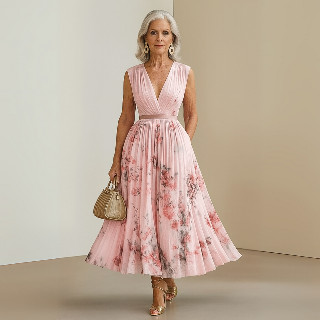 Bettina | Damen Fließendes Ärmelloses Sommer Maxikleid - Elle Zürich