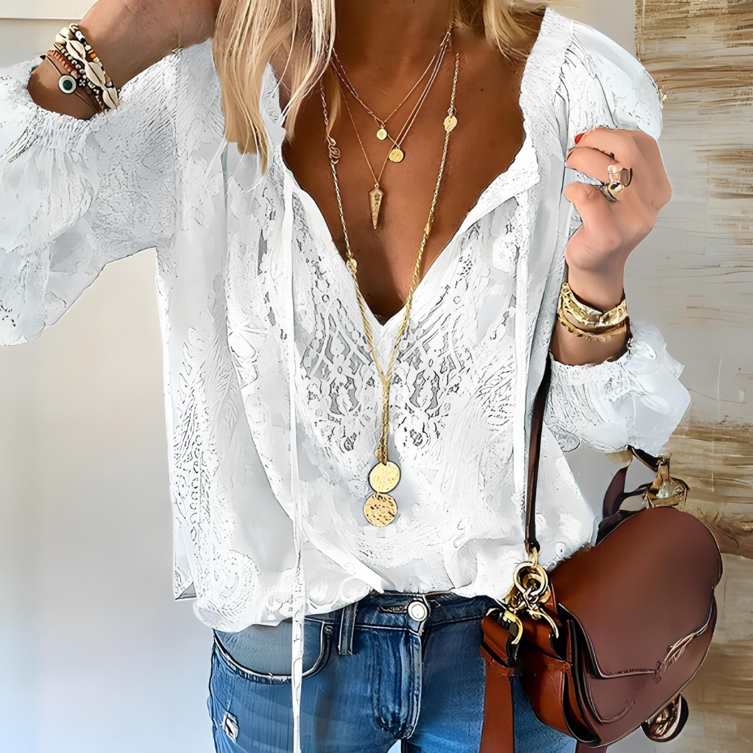 Tamara | Damen Elegante Boho-Bluse mit V-Ausschnitt - Elle Zürich
