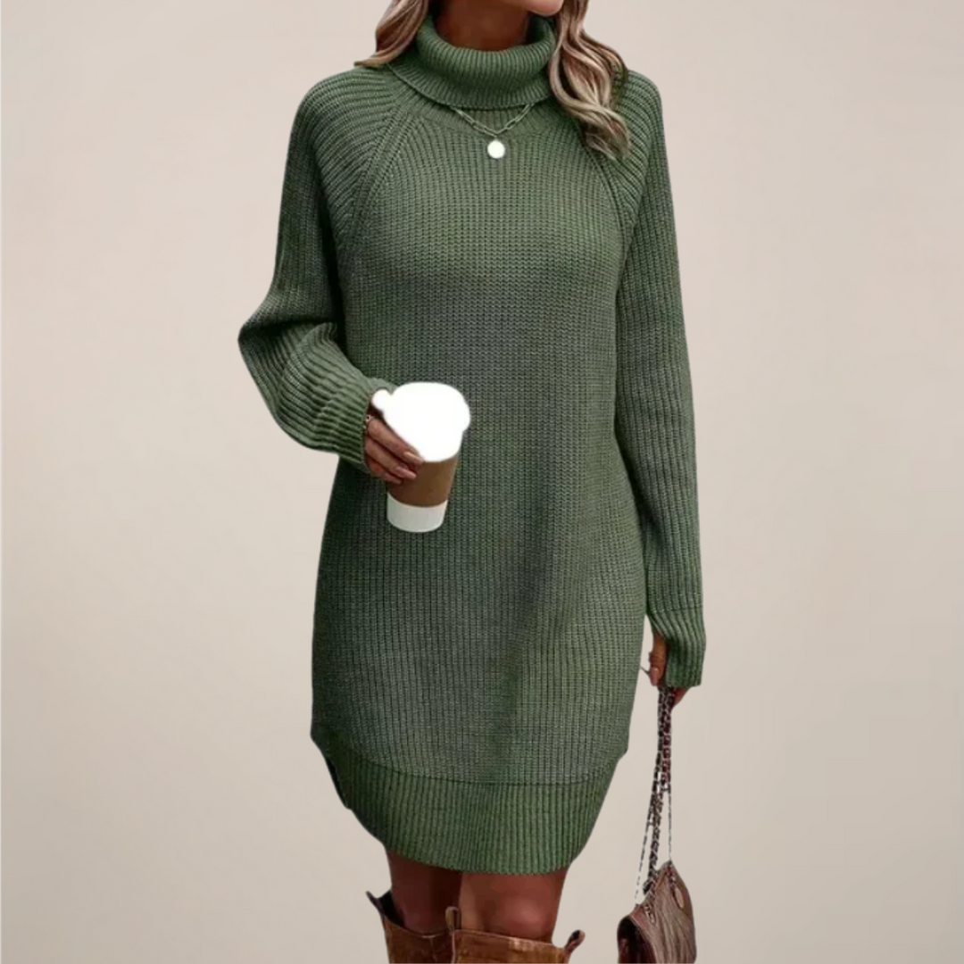 Veronika | Damen Rollkragen-Pulloverkleid mit langen Ärmeln - Elle Zürich