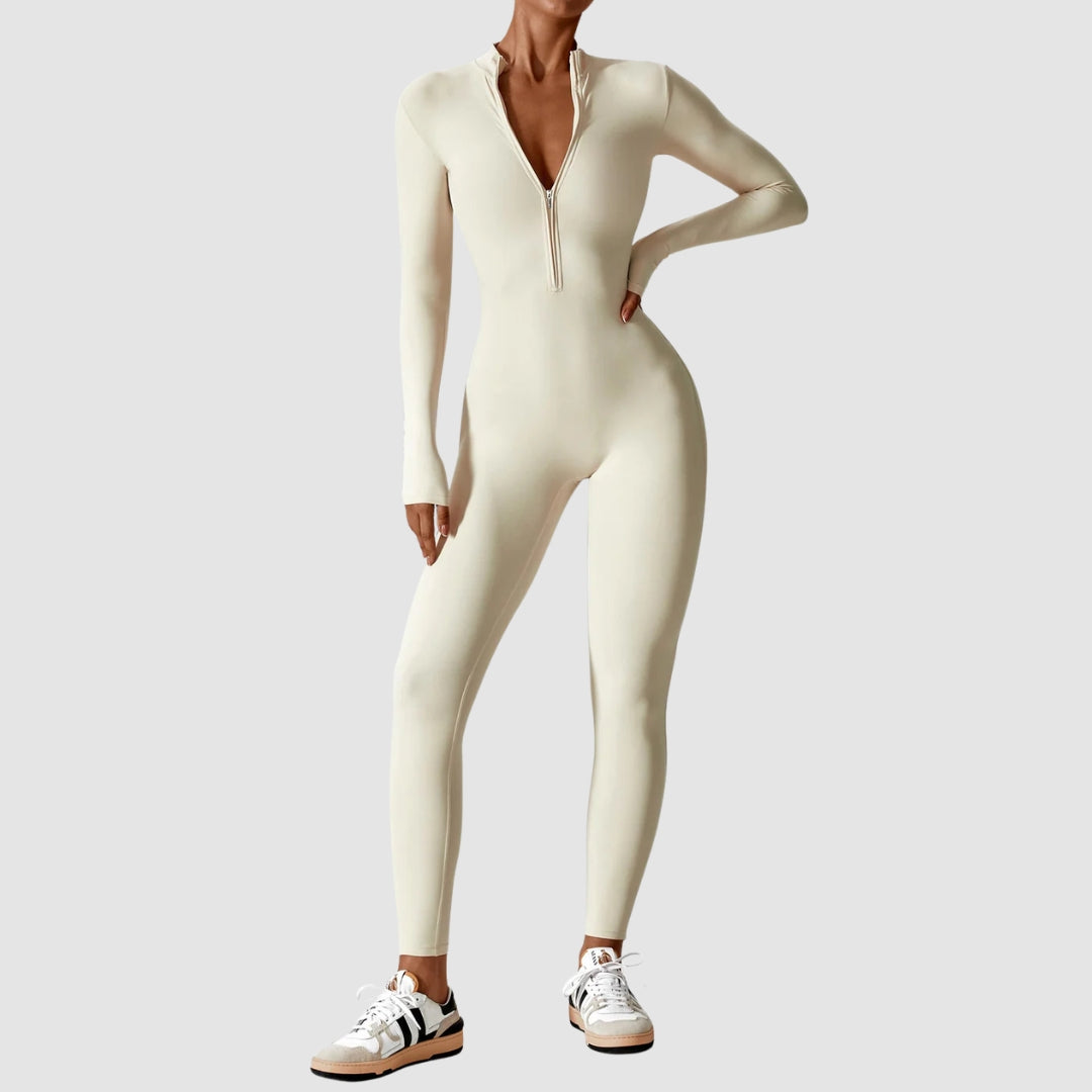 Helga | Damen Frühlings Stretch Zip-Up Jumpsuit - Elle Zürich