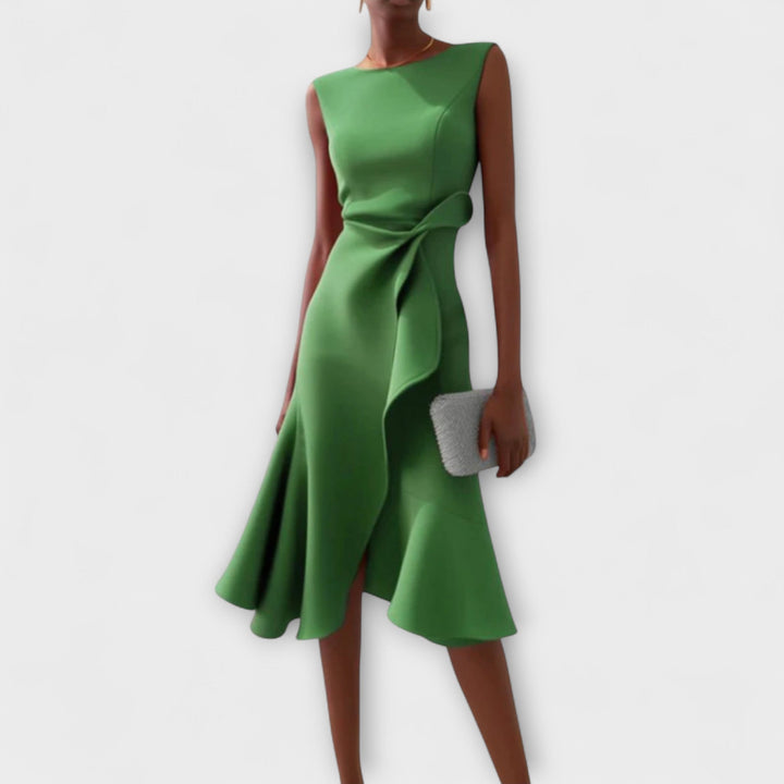 Andrea | Damen Drapiertes Asymmetrisches Midikleid - Elle Zürich