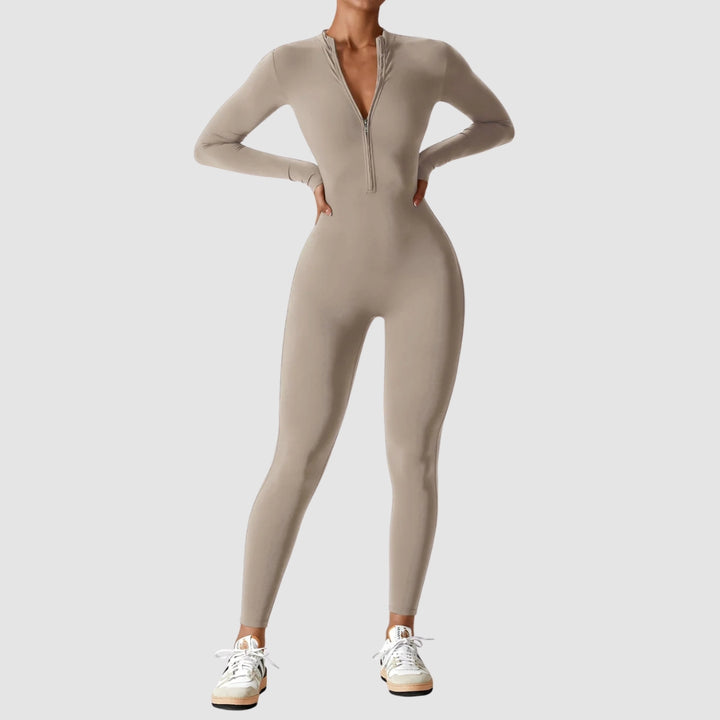 Helga | Damen Frühlings Stretch Zip-Up Jumpsuit - Elle Zürich