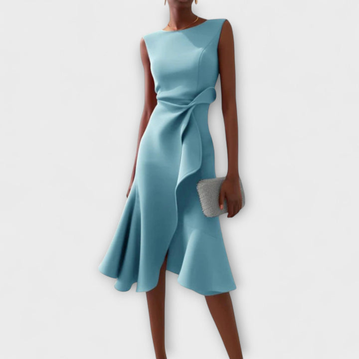 Andrea | Damen Drapiertes Asymmetrisches Midikleid - Elle Zürich