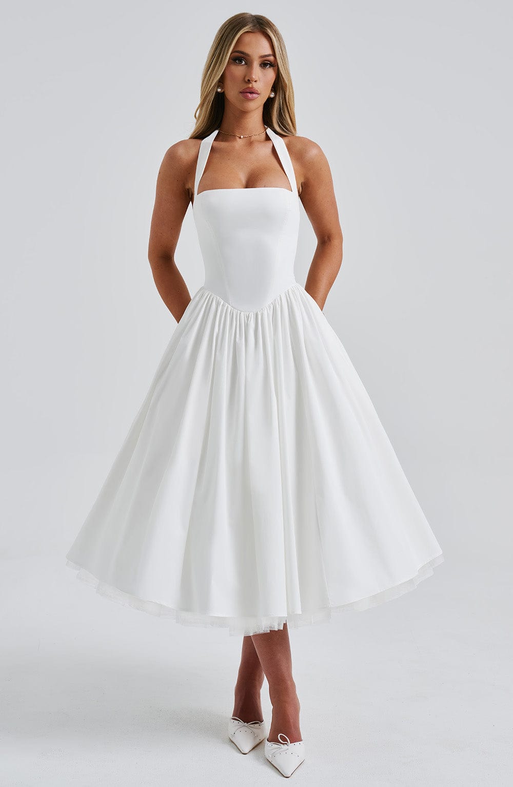 Ariana | Women Wedding Guest Halter Midi Dress - Elle Zürich