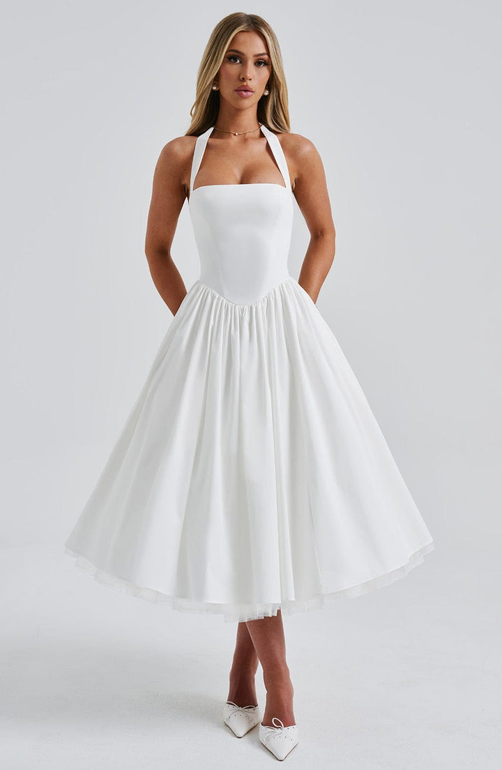 Ariana | Women Wedding Guest Halter Midi Dress - Elle Zürich