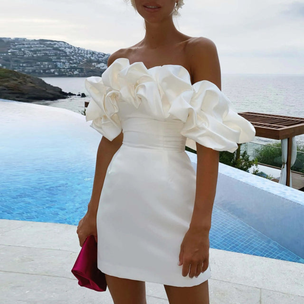 Sarah | Damen Rüschen Mini Kleid für Hochzeitsgäste - Elle Zürich